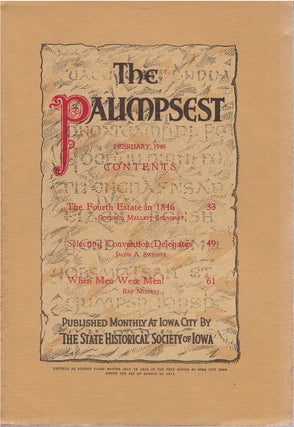 Item #79349 The Palimpsest - Volume 27 Number 2 - February 1946. Ruth A. Gallaher