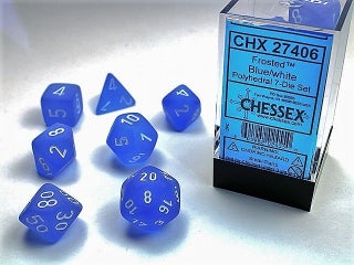 Item #79945 Frosted Blue/White 7-die Polyhedral Set
