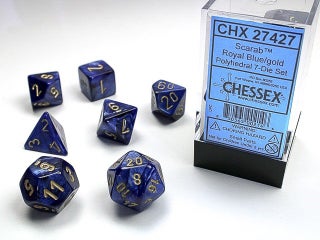 Item #79948 Scarab Royal Blue/Gold 7-die Polyhedral Set