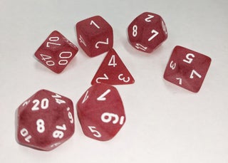 Item #79954 Frosted Red/White 7-die Polyhedral Set
