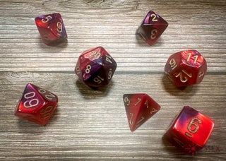 Item #79968 Gemini Purple-Red/Gold 7-die Polyhedral Set
