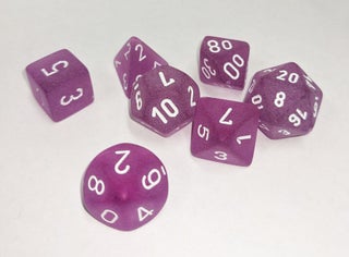 Item #79970 Frosted Purple/White 7-die Polyhedral Set