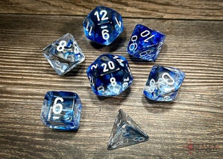 Item #79998 Nebula Dark Blue/White 7-die Polyhedral Set