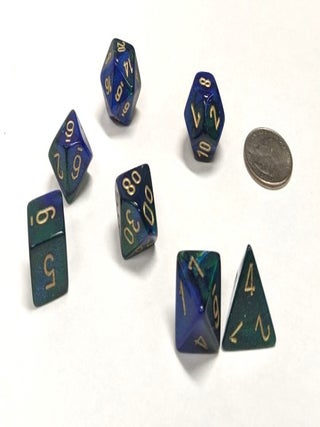 Item #80004 Gemini Blue-Green/Gold 7-die Polyhedral Set