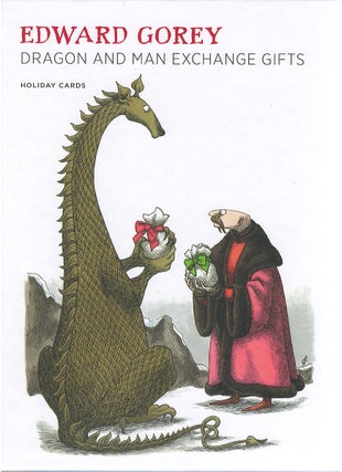 Item #80008 Dragon and Man Exchange Gifts - Boxed Holiday Cards. Edward Gorey