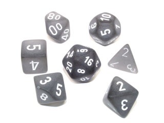 Item #80096 Frosted Smoke/White 7-die Polyhedral Set