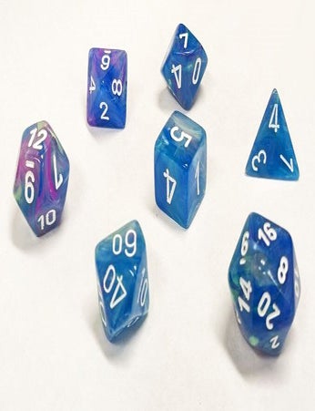 Item #80346 Festive Waterlily/White 7-die Polyhedral Set