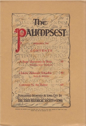 Item #80374 The Palimpsest - Volume 28 Number 2 - February 1947. Ruth A. Gallaher