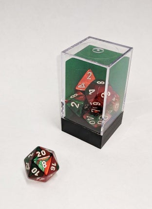 Item #80383 Gemini Green-Red/White 7-die Polyhedral Set