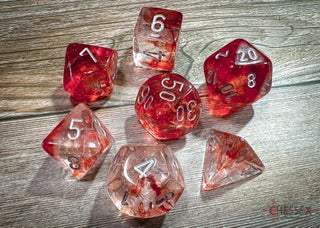 Item #80553 Nebula Luminary Red/Silver 7-die Polyhedral Set