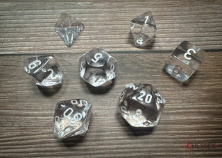 Item #80598 Translucent Clear/White 7-die Polyhedral Set