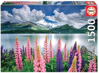 Item #80911 Lupins on the Shores of Lake Sils, Switzerland