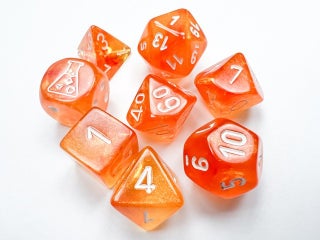 Item #81024 Borealis Blood Orange/White Luminary 7-die Polyhedral Set (With bonus die