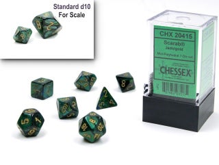 Item #81025 Scarab Jade/Gold Miniature 7-die Polyhedral Set